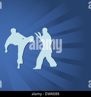 Тhe illustration, two men are engaged in karate Stock Photo