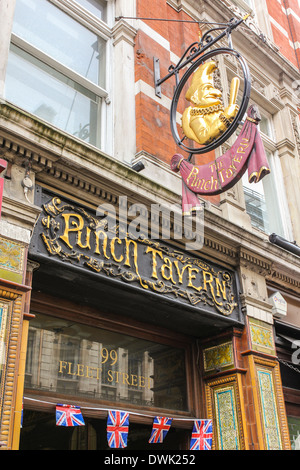 Exterior of the Punch Tavern, Westminster, London Stock Photo