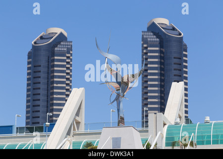 Fair of San Diego with towers from Harbor Club in the background Stock Photo