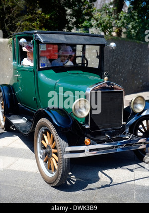 Vintage dressed Ladies in Model T Ford car Stock Photo