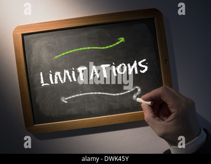 Limit Handwrite Hand writing the word limitations on black chalkboard Stock Photo - Alamy