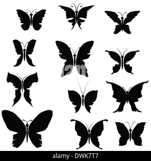 illustration with black silhouettes butterflies for your design Stock Photo
