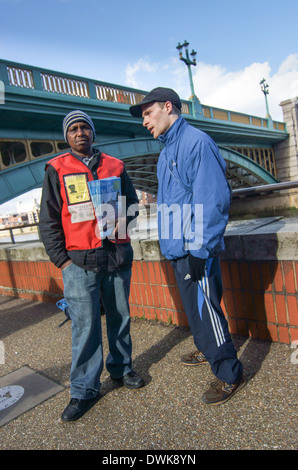 big issue seller. Homeless men in London Stock Photo