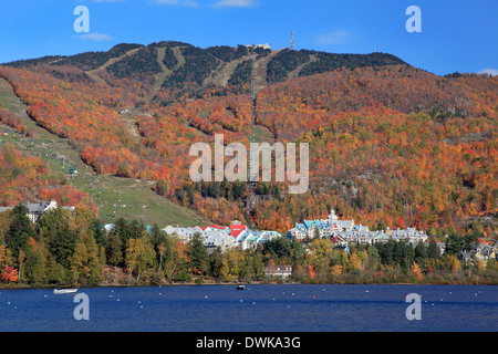 Mont Tremblant Lake and resort in autumn Stock Photo