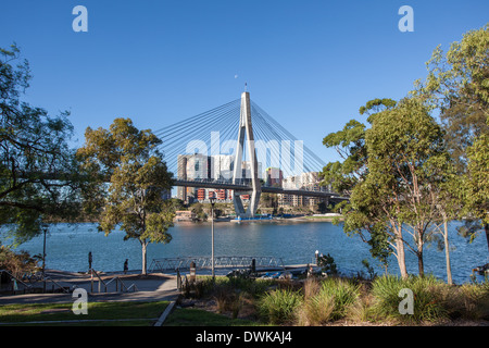 A view of the Anzac Bridge from Glebe Point in Sydney Australia Stock Photo