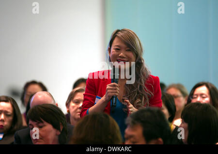 London, UK. 10th March 2014 : Guests question Cherie Blair at ' in aid of Mulan Foundation Network, Celebrate Internation Women's Day. Photo by See Li/Alamy Live News Stock Photo