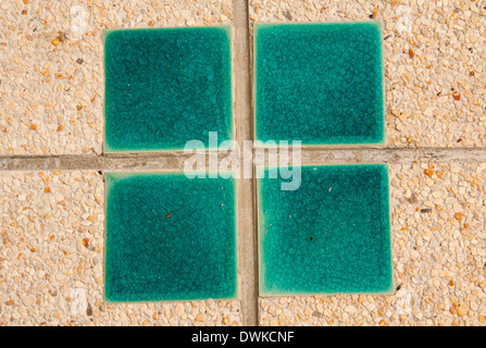 Tiles in the tile surface facing the green. Stock Photo