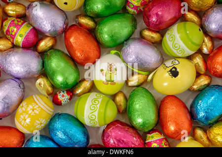 Many easter eggs with many different colors Stock Photo