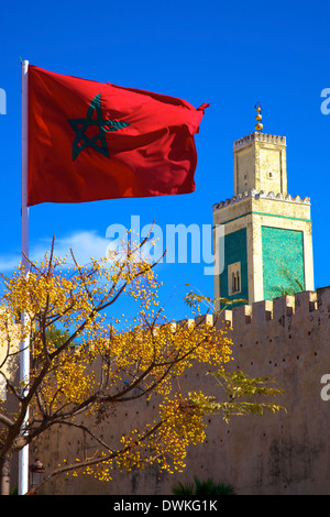 Place Lalla Aouda and the Minaret of the Lalla Aouda Mosque, Meknes, Morocco, North Africa, Africa Stock Photo