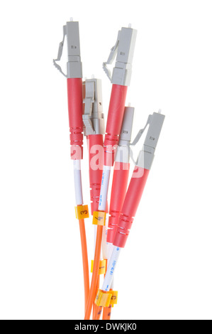 Optical patch cords isolated on white background Stock Photo