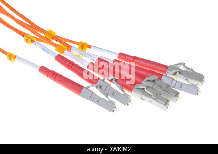 Optical patch cords isolated on white background Stock Photo