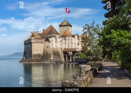 Chateau de Chillon - Lake Geneva in Switzerland Stock Photo