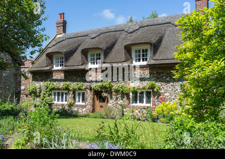 Thatched Country Cottage in Spring Stock Photo