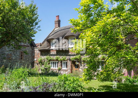 Thatched Country Cottage in Spring Stock Photo