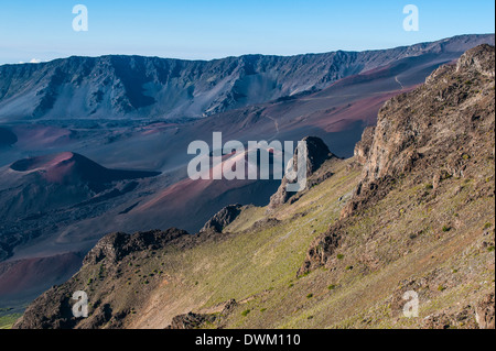 Volcanic crater on top of the Haleakala National Park, Maui, Hawaii, United States of America, Pacific Stock Photo