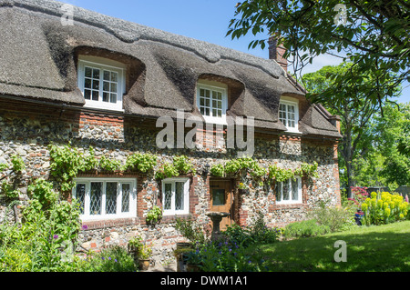 Thatched Country Cottage in Spring Stock Photo