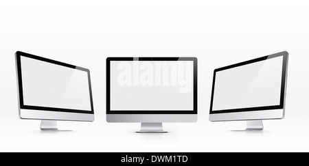Three computers, imac, studio shot. Stock Photo