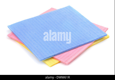 Cellulose sponge cloth isolated on white Stock Photo