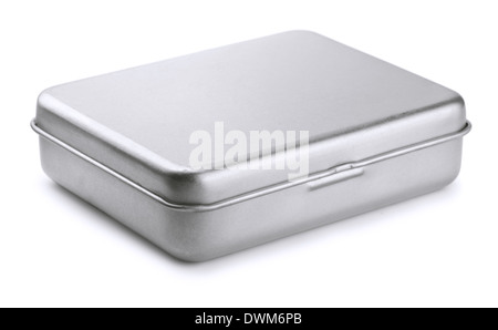 Closed metal box isolated on white Stock Photo