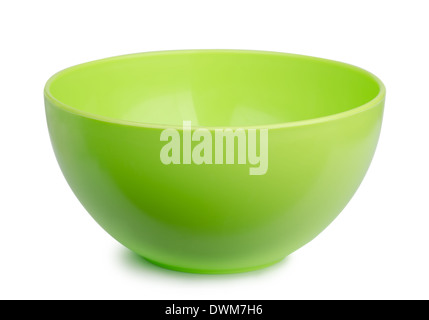Empty green plastic bowl isolated on white Stock Photo