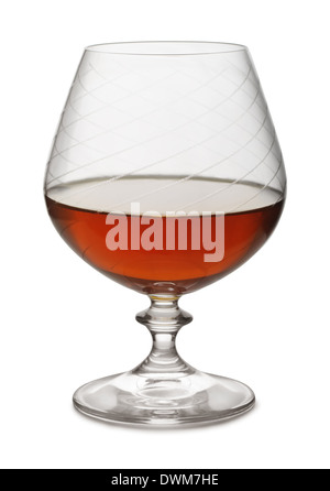 Snifter of aged brandy isolated on white Stock Photo