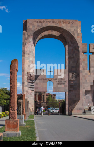 Gate of St. Gregory and the open-air altar, Echmiadzin Complex, Armenia, Central Asia, Asia Stock Photo