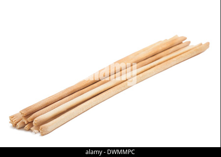 Breadsticks pile Isolated on white background Stock Photo