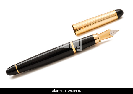 Fountain pen with cap isolated on white Stock Photo