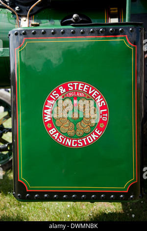 Close up of Wallis & Steevens of Basingstoke emblem on a steam traction engine, England Stock Photo