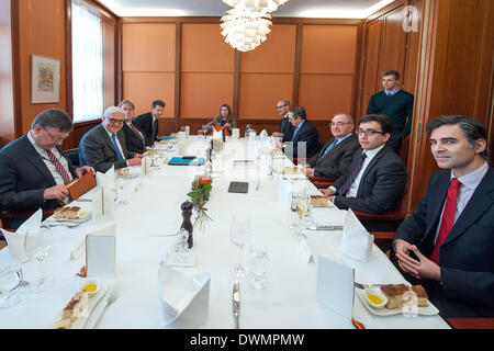 Berlin, Germany. 10th Mar, 2014. Meeting between German Minister of Foreign Affairs, Dr. Frank-Walter Steinmeier and Portuguese Foreign Minister, Dr. Rui Machete for bilateral discussion at the Ministry of Foreign Affairs in Berlin, on March 10, 2014. © Goncalo Silva/NurPhoto/ZUMAPRESS.com/Alamy Live News