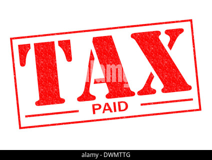 TAX PAID red Rubber Stamp over a white background. Stock Photo