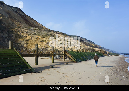 Landslide mud slide Mundesley  costal erosion Norfolk mud cliffs breach costal defences Stock Photo