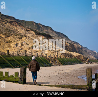 Landslide  mud slide Mundesley  costal erosion Norfolk mud cliffs breach costal defences Mundesley cliffs  at Little Marl Point. Stock Photo