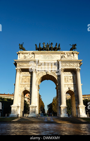 The Arch of Peace (Arco della Pace), at Sempione Park, Milan, Lombardy, Italy,  Europe Stock Photo