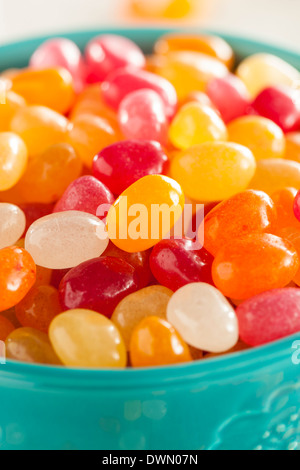 Multi Colored Jelly Bean Candy in a Bowl Stock Photo