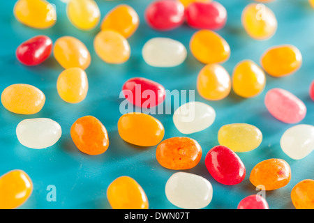 Multi Colored Jelly Bean Candy in a Bowl Stock Photo