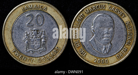 20 dollars coin, Marcus Garvey, Jamaica, 2000 Stock Photo