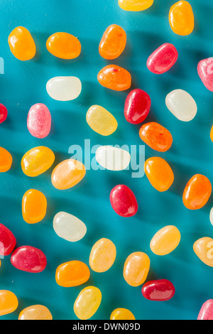Multi Colored Jelly Bean Candy in a Bowl Stock Photo
