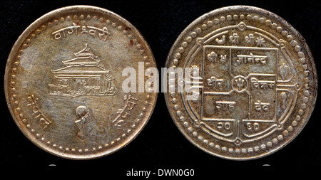 1 rupee coin, Nepal Stock Photo