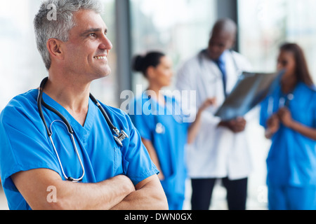 portrait of confident senior medical doctor in hospital Stock Photo