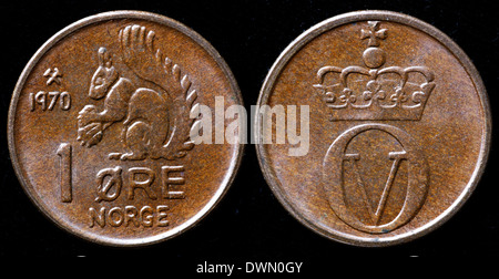 1 ore coin, Squirrel, Norway, 1970 Stock Photo