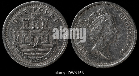 1 Pound coin, Gibraltar, 1993 Stock Photo