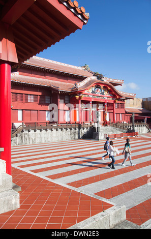 Tourists at Shuri Castle, UNESCO World Heritage Site, Naha, Okinawa, Japan, Asia Stock Photo