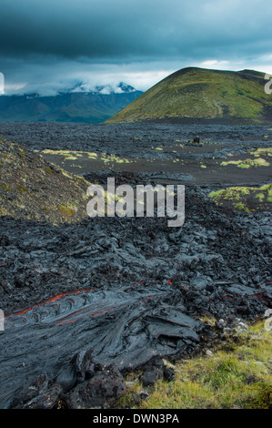 Active lava stream, Tolbachik volcano, Kamchatka, Russia, Eurasia Stock Photo