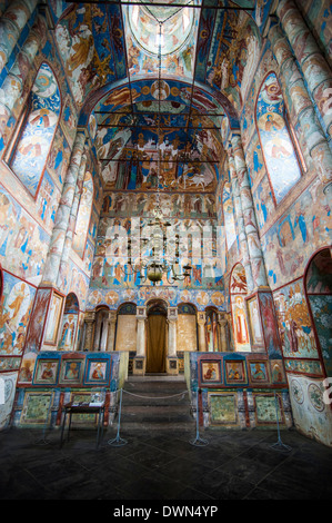 Painted walls in the cathedral of the Kremlin of Rostov Veliky, Golden Ring, Russia, Europe Stock Photo