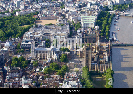 Aerial view of the Houses of Parliament and Westminster Abbey, UNESCO World Heritage Site, London, England, United Kingdom Stock Photo