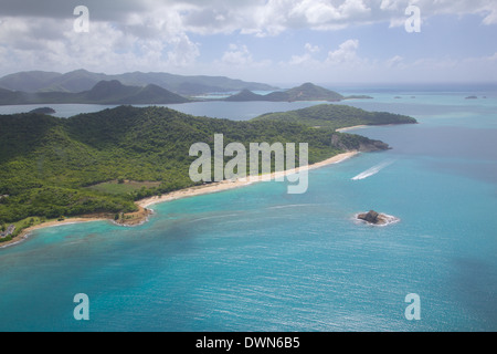 View over Hawksbill Bay, Antigua, Leeward Islands, West Indies, Caribbean, Central America Stock Photo