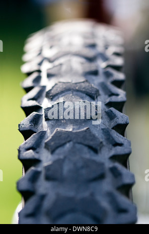 Close Up of an Off Road Bicycle Tire's Tread Stock Photo