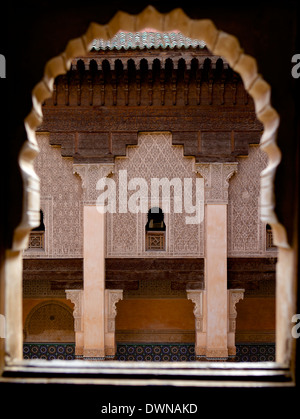 Intricate Islamic design at Medersa Ben Youssef, UNESCO World Heritage Site, Marrakech, Morocco, North Africa, Africa Stock Photo