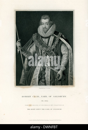 Portrait of Robert Cecil, 1st Earl of Salisbury an English administrator and politician.
